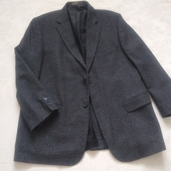 Wool camel hair houndstooth suit jacket sport coat